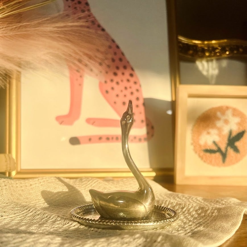Vintage Silver Swan Ring Holder Tigerblooms